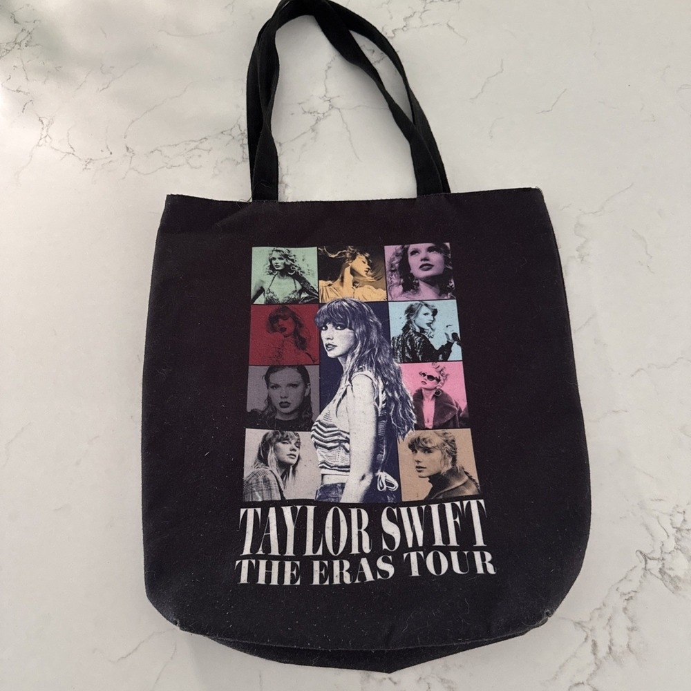 Taylor Swift Bag Eras Tour Black Book Tote Double Sided Graphics